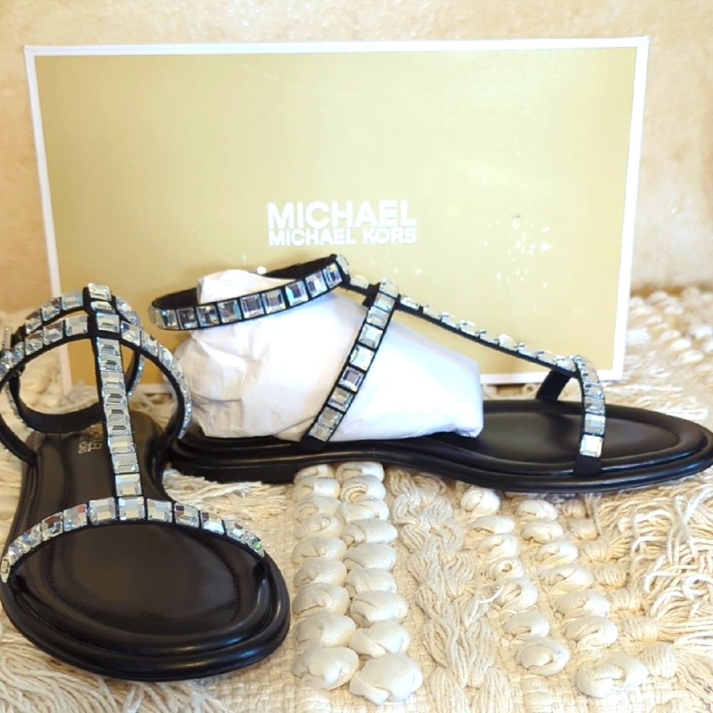 Michael Kors NIB BlkSuede W/Crystals 6